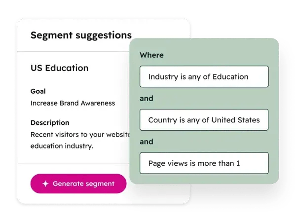 segment suggestions - web visitors